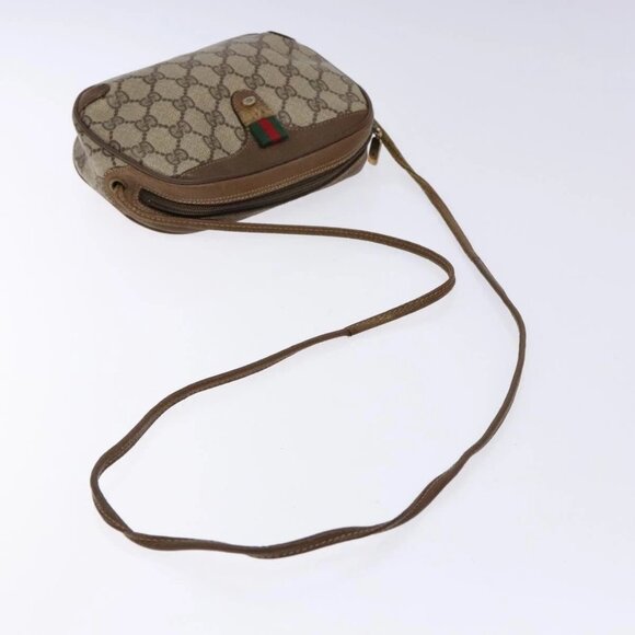 GUCCI GG Supreme Web Sherry Line Shoulder Bag PVC Beige - Picture 7 of 16